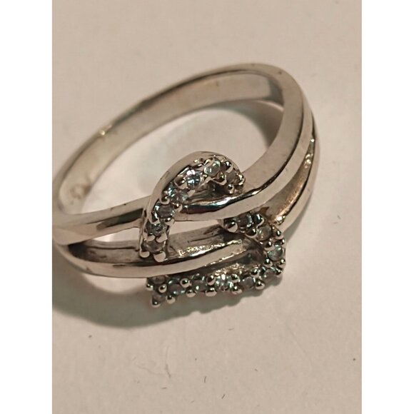 Sterling Silver 925 Women's Size 6 Ring Heart design with Cubic Zirconia  NEW - Picture 7 of 10